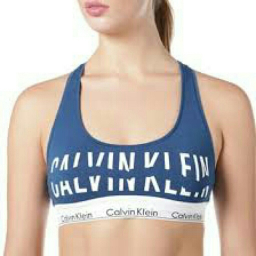The Modern Cotton Logo Bralette by Calvin Klein. - Picture 1 of 5